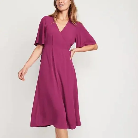 Old Navy Dresses Old Navy Waistdefined Fluttersleeve Midi Wrap